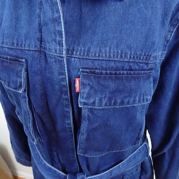 Levi's Denim Jean Jacket Women's Size XL Blue Belted Pockets Chore Coat Cotton - Picture 4 of 12